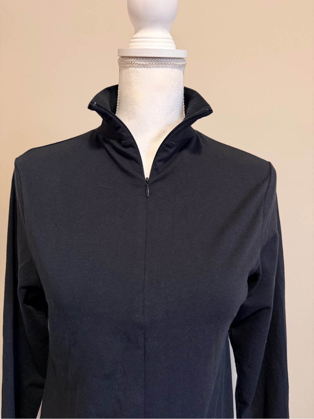SKIMS Black Half Zip Pullover long sleeve Top Size XL Stretch Mock Neck NWOT - Picture 2 of 7
